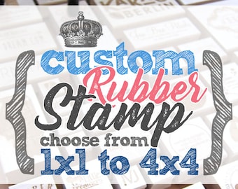 Choose from 1x1 to 4x4 inches - CUSTOM Art Wood Mounted Rubber Stamp - For Logo, Branding, Packaging, Invitations, Party, Favors, Wedding