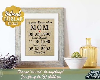 Mother’s Day Gift Personalized Gift Mom Gift from Son Burlap Mothers Day Gift from Daughter Birthday Gifts for Mom Mother Daughter Gift