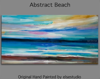 Original Abstract Painting Wall Art Oil Painting 48"x24" Canvas Original Modern Home Deco, Wall Hanging, Surreal Seascape