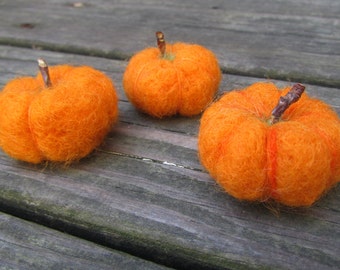 3 Needle Felted Pumpkins