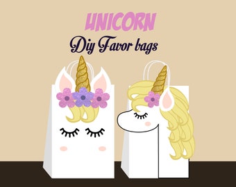 unicorn diy favor bag template unicorn party bags printable