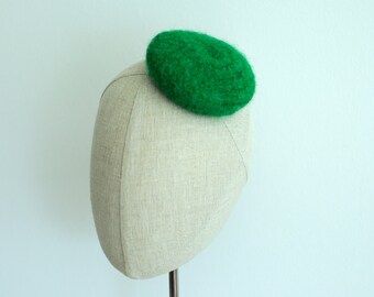 Green Felt Beret Felted Mini Hat