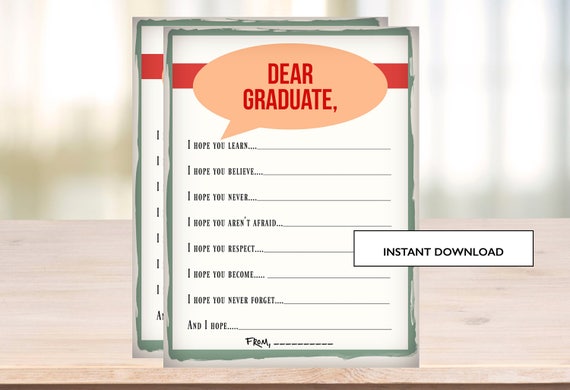 graduation party printable advice card instant download