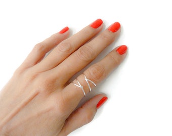 Criss Cross Sterling Silver Ring Thumb Ring Index Ring Mid Finger Ring For Women