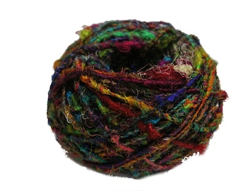 Recycled Sari Silk Yarn - Multicolor 100 Grams