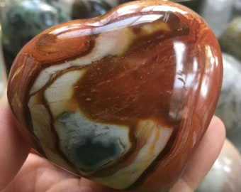 Medium Polychrome Jasper Heart | Reiki Love Infused | Spiritual Junkies | Healing Crystal + Gemstone | Altar