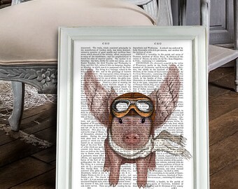 Flying Pig Print - Pig with wings - pig gift for pig lover pig Illustration pig Drawing pig Poster pig Wall Art Wall Hanging Digital poster