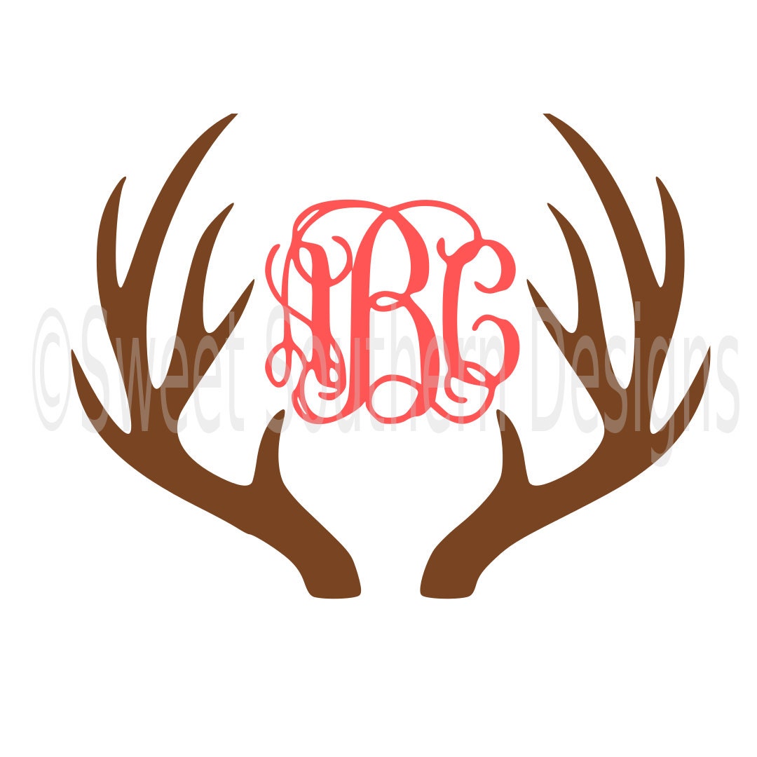 Download Deer antler monogram SVG instant download design for cricut or