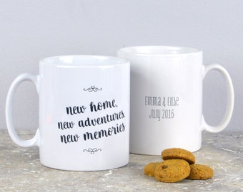 New home mugs - housewarming mugs, personalised new home mugs, set of 2