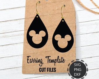 Tear Drop Earrings, Earrings Svg, Teardrop Svg, Mickey Svg, Tear Drop Svg, Earring Set, Tear Drop PNG, DXF, For Cricut, Silhouette Cut Files