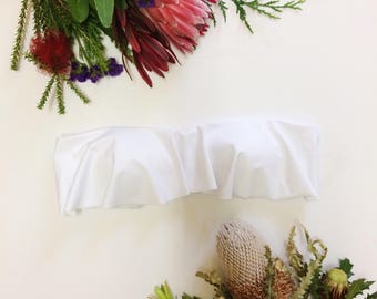 S A L E ! Bandeau Ruffle Top \ Strapless \ Seamless \ Soft Cups \ Gold Clasp \ Sustainable \ Recycled Nylon