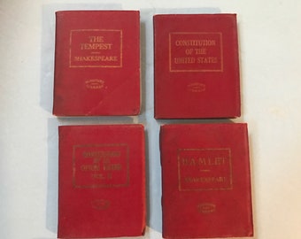Lot of 4 vintage little leather library books. New York. #915