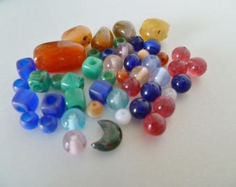 Bundle of vintage glass and stone beads