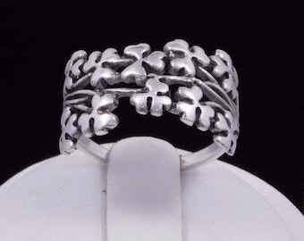 Irish Spray of Shamrock Sterling Silver Ring