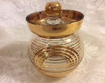 Glass and Gilt Jam Pot