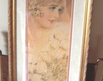 1920's "The Bride " by Rolf Armstrong Framed & Double Matted Item # 313 Wedding Apparel