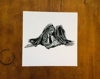 Fine Art Print | "Quiet" | India Ink Drawing Print