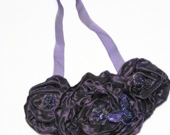 Purple Bib Statement Necklace Flower Bib Necklace Purple Necklace