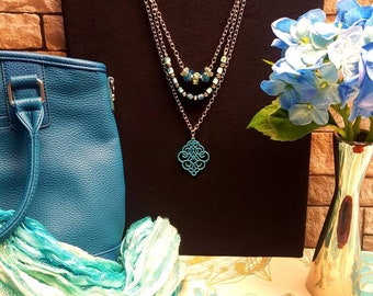 Teal Trio Necklace