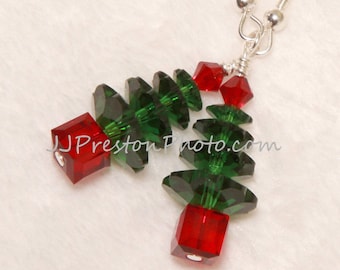 Genuine Swarovski Crystal Christmas Tree Earrings ~ Gift ~ FREE Ship USA