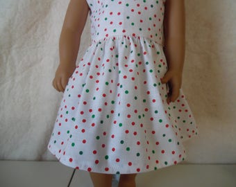 Green and Red polka dot dress for American Girl dolls, Springfield dolls.