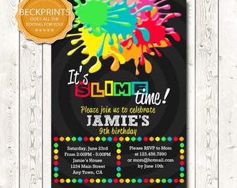 Slime Party Invitation, Digital Slime Invitation, Slime Invite,Slime Birthday Invitation, Printable Invitations, Digital Birthday Invitation