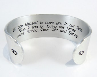 Stepmom Gift - We are blessed to have you in our lives. Thank you for loving our father. Love, ( Name ) - 1" message cuff ~ Stepmother Gift