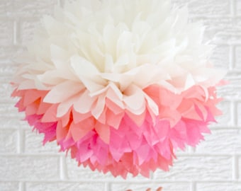 party decoration ... JUMBO pink ombre ... 1 Tissue paper pom //weddings // nursery // baby shower // birthday party // gender reveal //