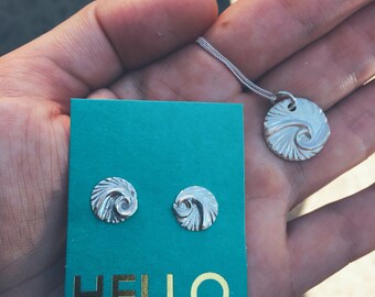 Sterling silver wave necklace.