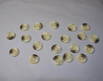 20 Variegated Brown ahd Cream Colored Buttons, Lot 2150 (Free US Shipping)