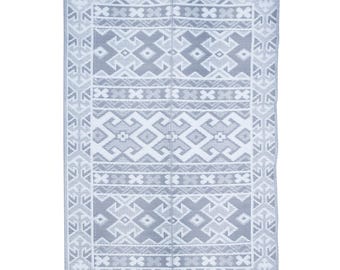 Southwest Outdoor Mat for Patio, Camping or RV's 4x6 size perfect as Kids Play Area Rug. Grey, Easy Clean, Waterproof and Foldable