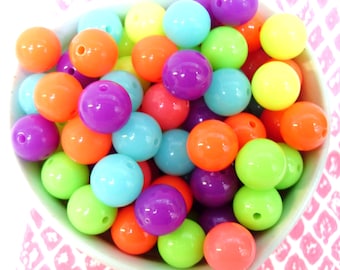 25x 12mm Neon Resin Multi color Globe beads .. Fluoro Fun