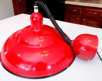 Industrial Light Fixture Metal / Farmhouse Light Fixture / Red Pendant Light / Industrial Light / Red Lamp Shade / Garage Light
