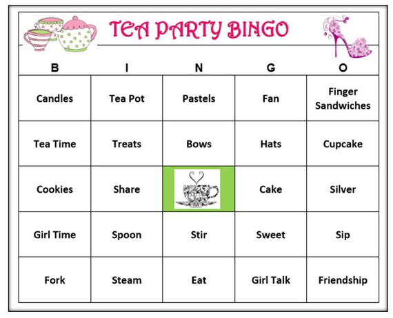 Tea Party Bingo Game 60 Cards Girl Time Theme Words Very Fun Print And Play Tea Party Bingo Game 60 Cards Girl Time Theme Words Very Fun Print And Play