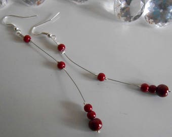 Wedding earrings dangle Burgundy pearls