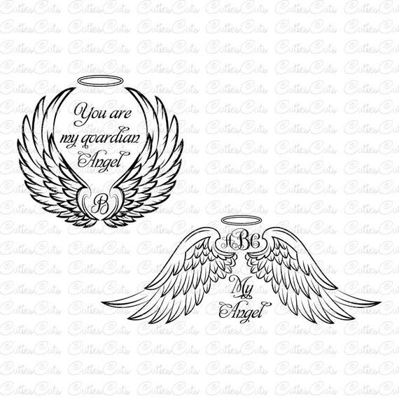 Angel wings Svg Eps Dxf Png vector files wings monogram svg