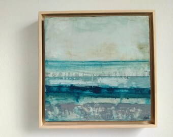 Abstract Painting: 8"x8" (20.3cm) Original Mixed Media Art, Minimalist Art, Original Art, Contemporary Art, Geologic Art, "Striations IV"