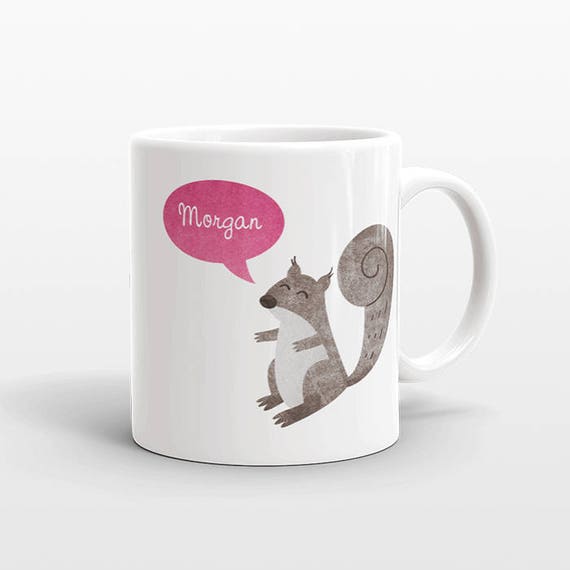Custom Name Coffee Mug Squirrel Gift Idea for Women Men Her Him Mom Dad Adult Kid Squirrel Lover Best Friend Birthday Teacher Personalized
