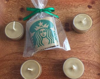 Starbucks Candle Coffee Scented Soy Wax Tea Light Packaged Coffee Party Favor or Coffee Wedding Favor Handmade Starbucks Candle Coffee Favor
