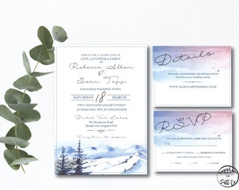 Wedding Invitation - Mountain Wedding Invitation - Mtn Wedding Invitation - Printable Wedding Invitation Kit - Digital Download - Invitation