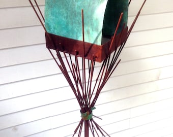 Sculptural Steel & Copper Bird Feeder No. 357 - Freestanding unique modern bird feeder