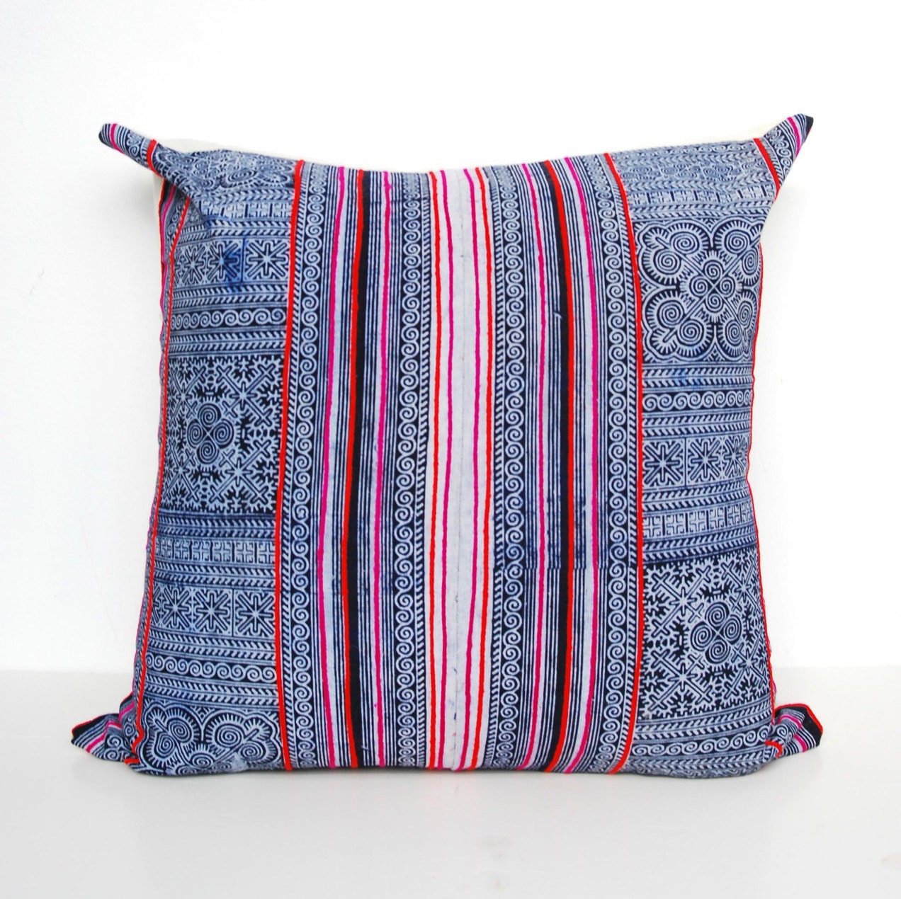 Hmong Pillow Embroidered Hmong Pillowcase Indigo Batik