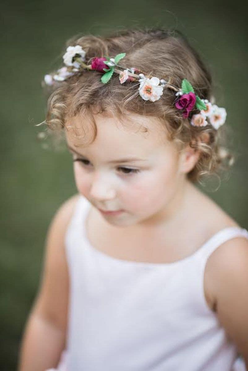 Flower girl Halo Bridal wedding flower crown burgundy Wine