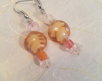 Italian Blown Glass and Crystal Dangle Earrings