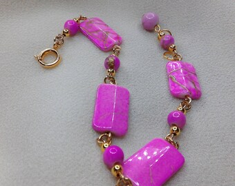 Bracelet Fuchsia synthetic rectangular beads