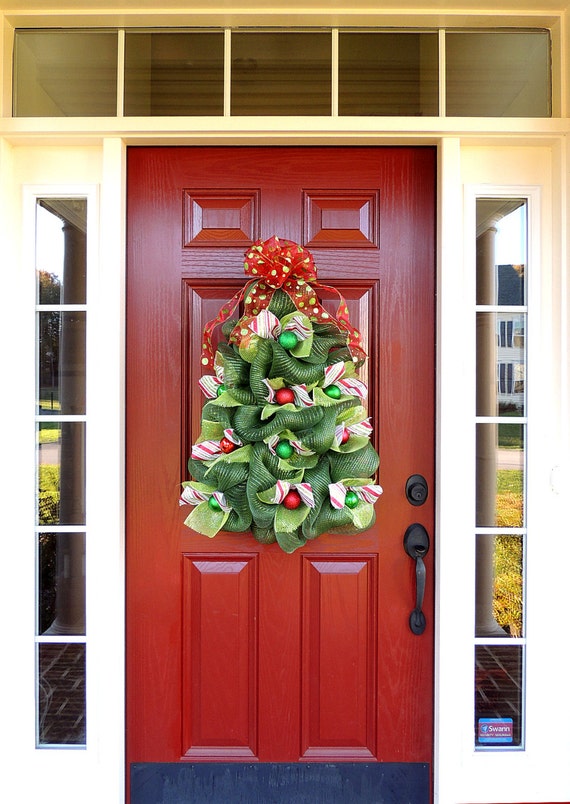 Large Christmas Tree Wreath Deco Mesh Christmas Wreath