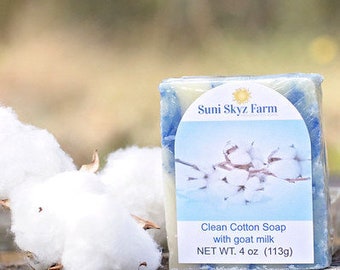 Clean Cotton Goat Milk Soap - Clean Cotton Soap - Artisan Clean Cotton Soap - Handcrafted Clean Cotton Soap - Goat Milk Soap
