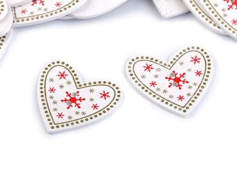 6 buttons heart wood 33 mm