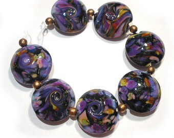 Tapestry Lentils Handmade Glass SRA Lampwork Beads