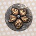 Rustic Soldered Flower Pendant Rhinestone Hibiscus Raw Brass Flower Bohemian Metalwork Metalsmith, Mixed Metals Floral Necklace 1.25"